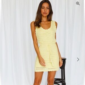 Hello Molly light yellow crochet dress